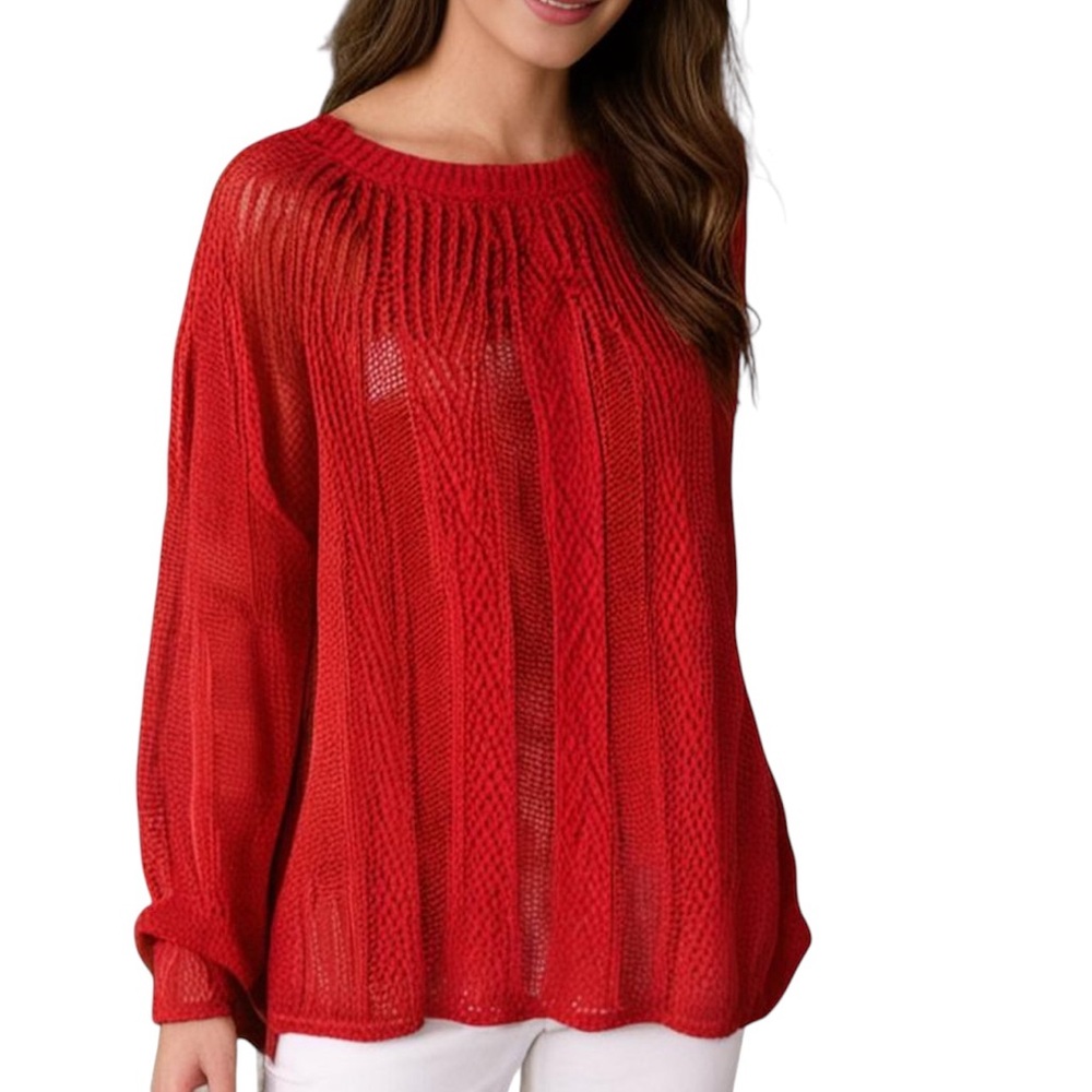 Rosie Neim Anthropologie Knit Boat Neck Sweater Whimsical Flowy Cottage Medium